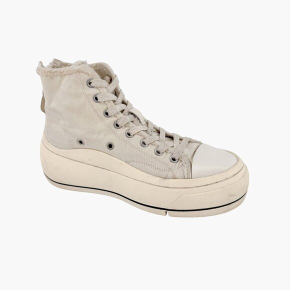 R13 Kurt High Top Platform Sneakers Size 8 Women's Beige Distressed Canvas - Picture 10 of 13